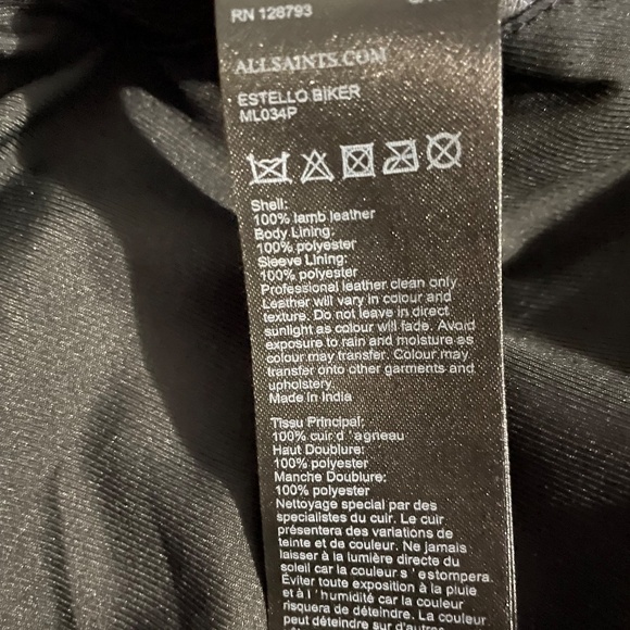 Used  All Sainst Black Leather Biker Jacket - Picture 4 of 5